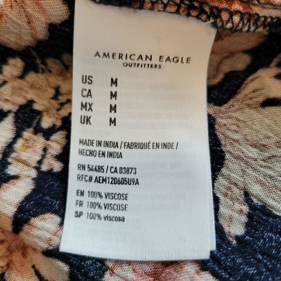 EC AMERICAN EAGLE NAVY BLUE FLORAL PANTS SZ. M - Picture 4 of 6